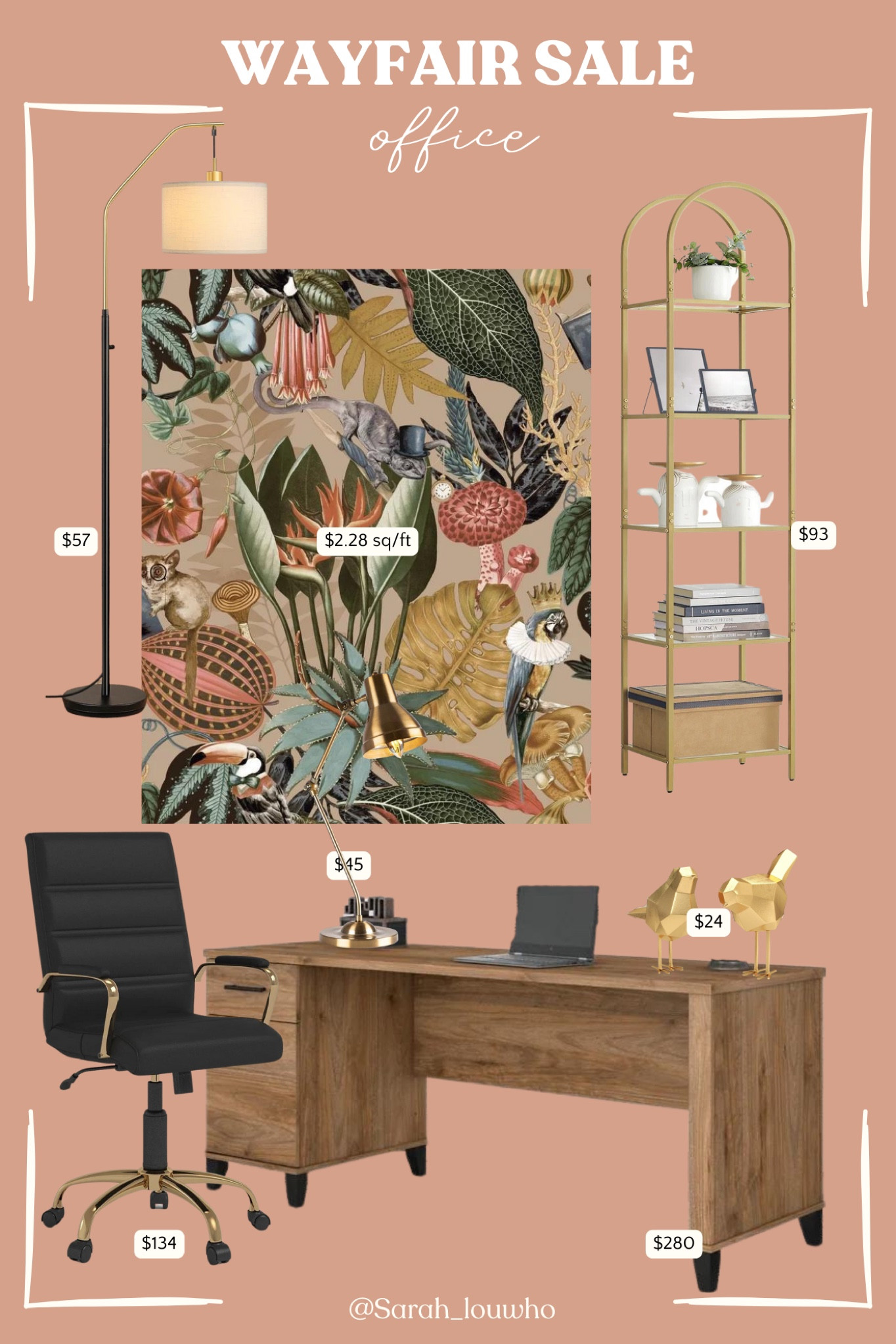 Office decor featured on Wayfair, Way Day Sale. The vintage metal lamp and black swivel chair are more than 60% off! 

#LTKhome #LTKsalealert