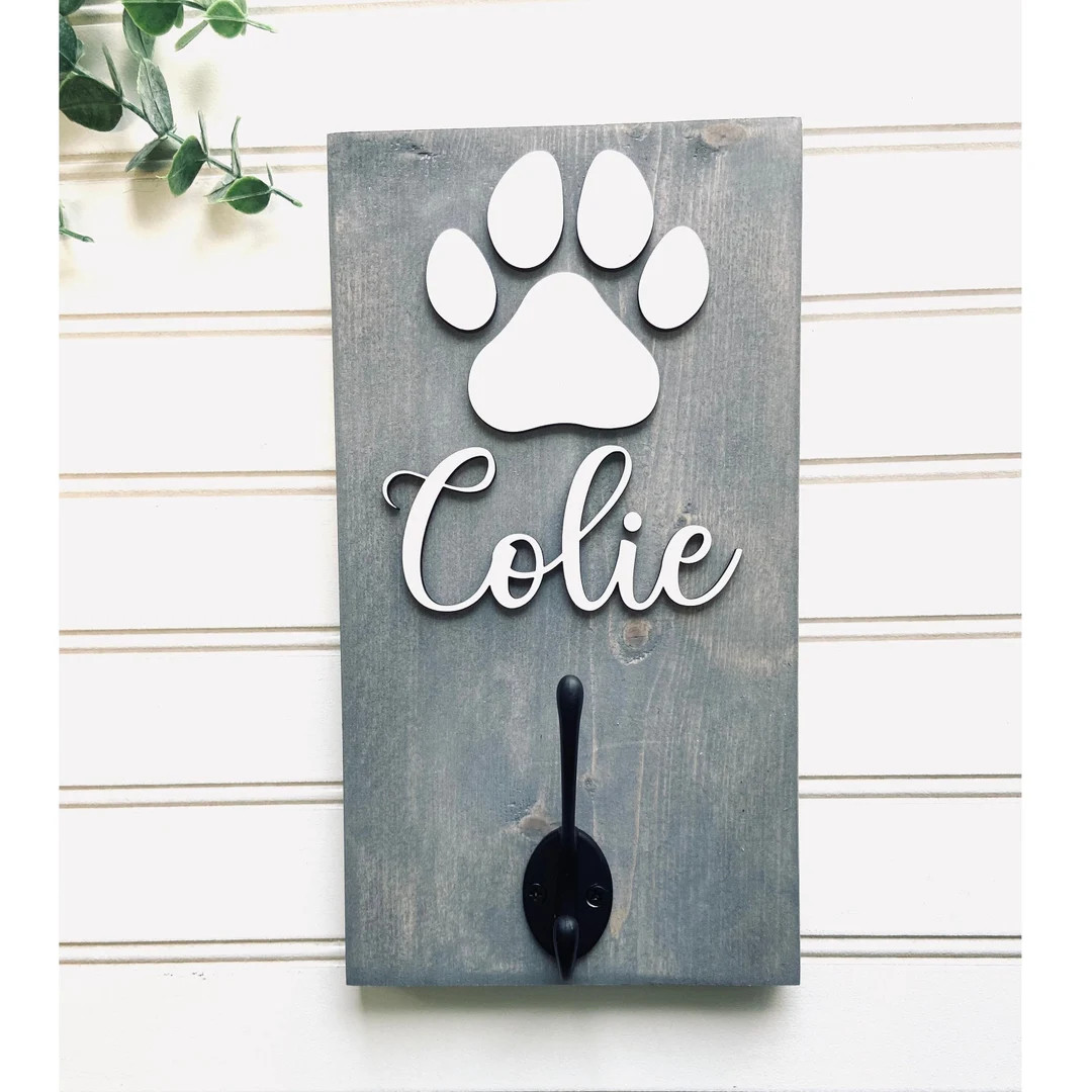 Personalized Dog Leash Holder, Dog Leash Hanger, Dog Leash, Dog Name Leash Holder,Custom Farmhous... | Etsy (US)