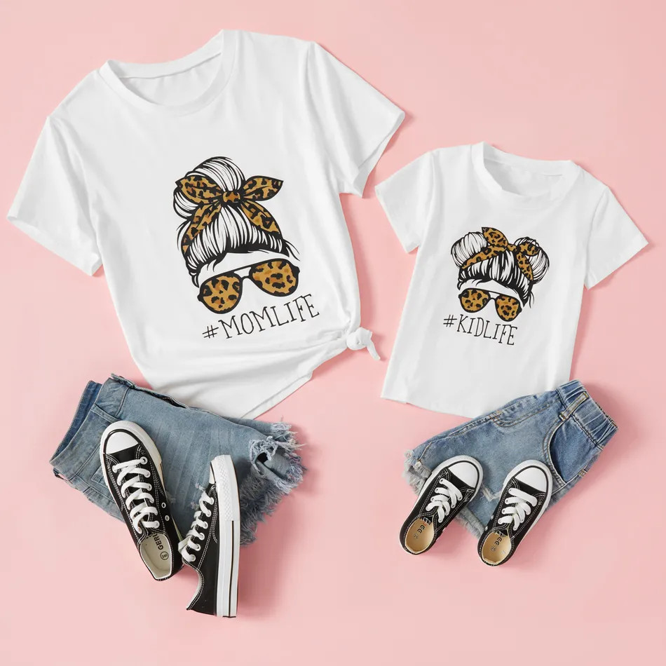 Letter Print Short Sleeve T-shirts for Mommy and Me | PatPat