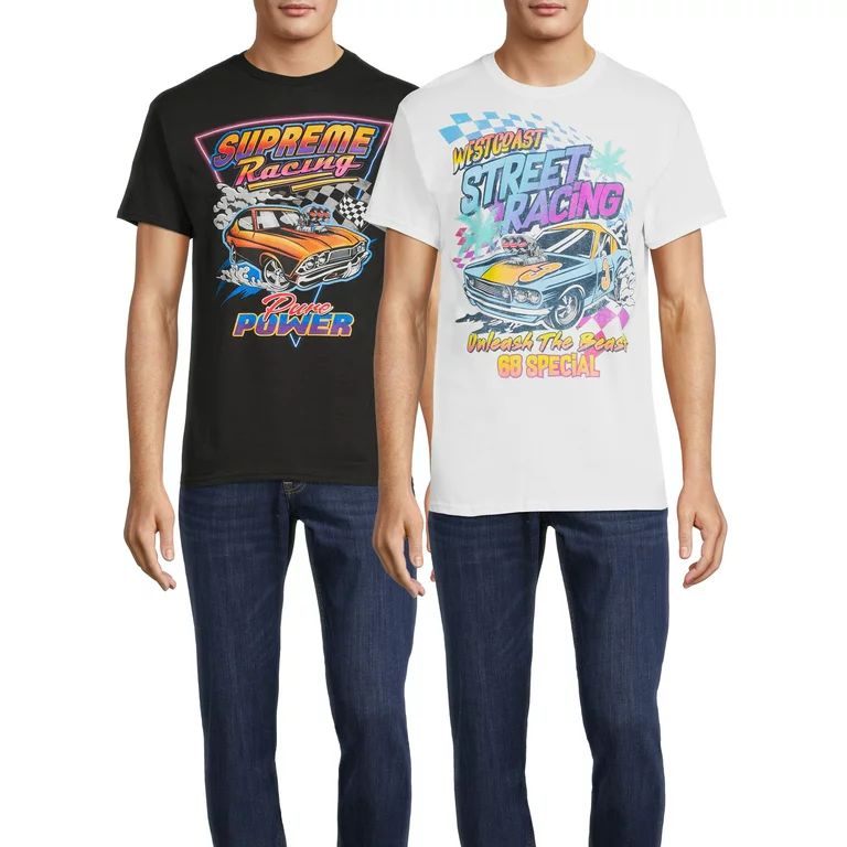 Humor Men's & Big Men's Supreme Racing and Street Racing Graphic T-Shirts, 2-Pack | Walmart (US)