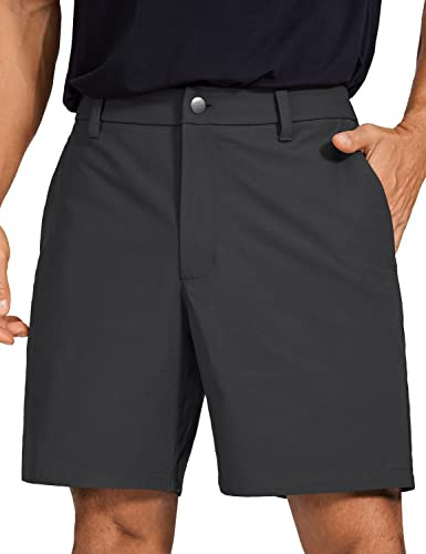 CRZ YOGA Men's All Day Comfy Golf Shorts - 9" Stretch Lightweight Flat Front for Casual Work with Pockets Ink Gray 33W x 9L | Amazon (US)