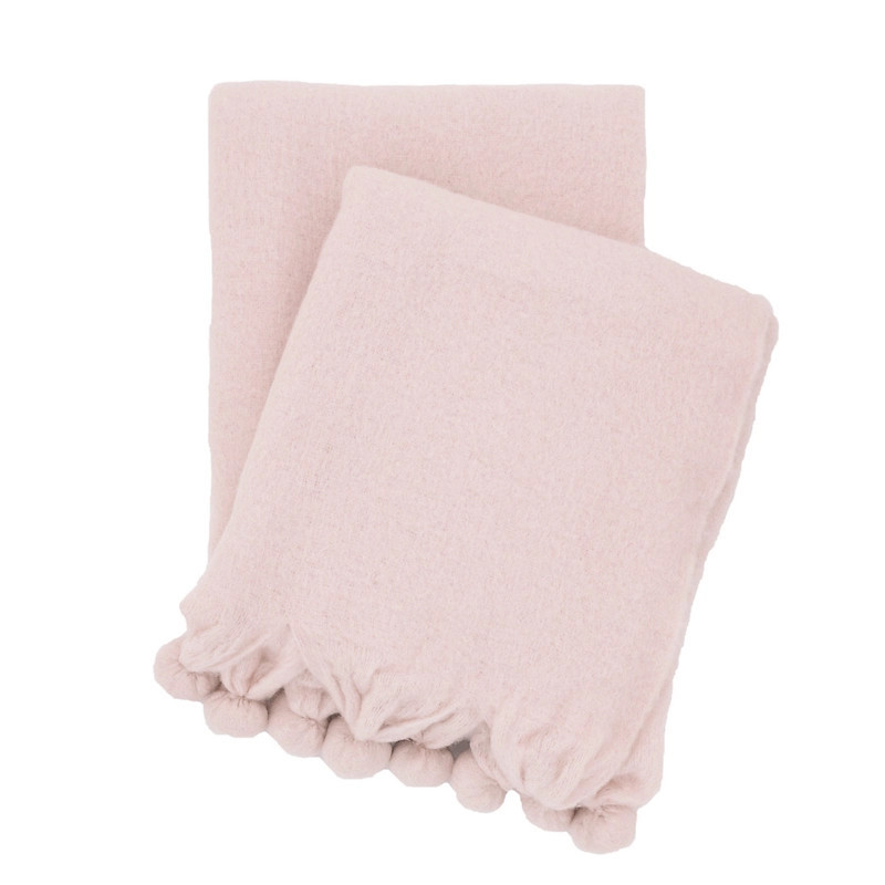 Pom Pom Slipper Pink Throw | Annie Selke