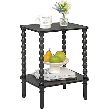 Black Side Table, Small End Table with 2-Tier Shelf, Vintage Night Stand with Storage for Bedroom... | Amazon (US)