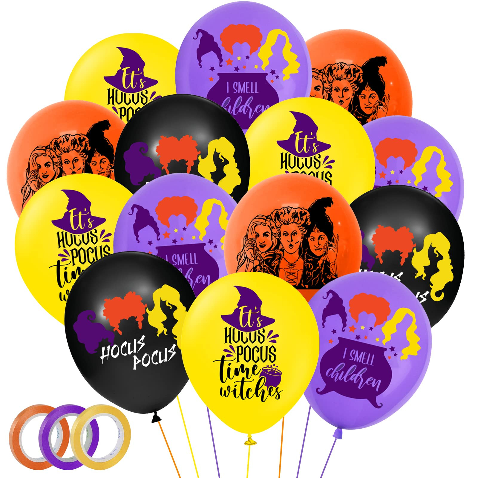 AKEROCK 40Pcs Hocus Pocus Party Supplies, 4 Colors Hocus Pocus Balloons for Halloween Decoration,... | Amazon (US)