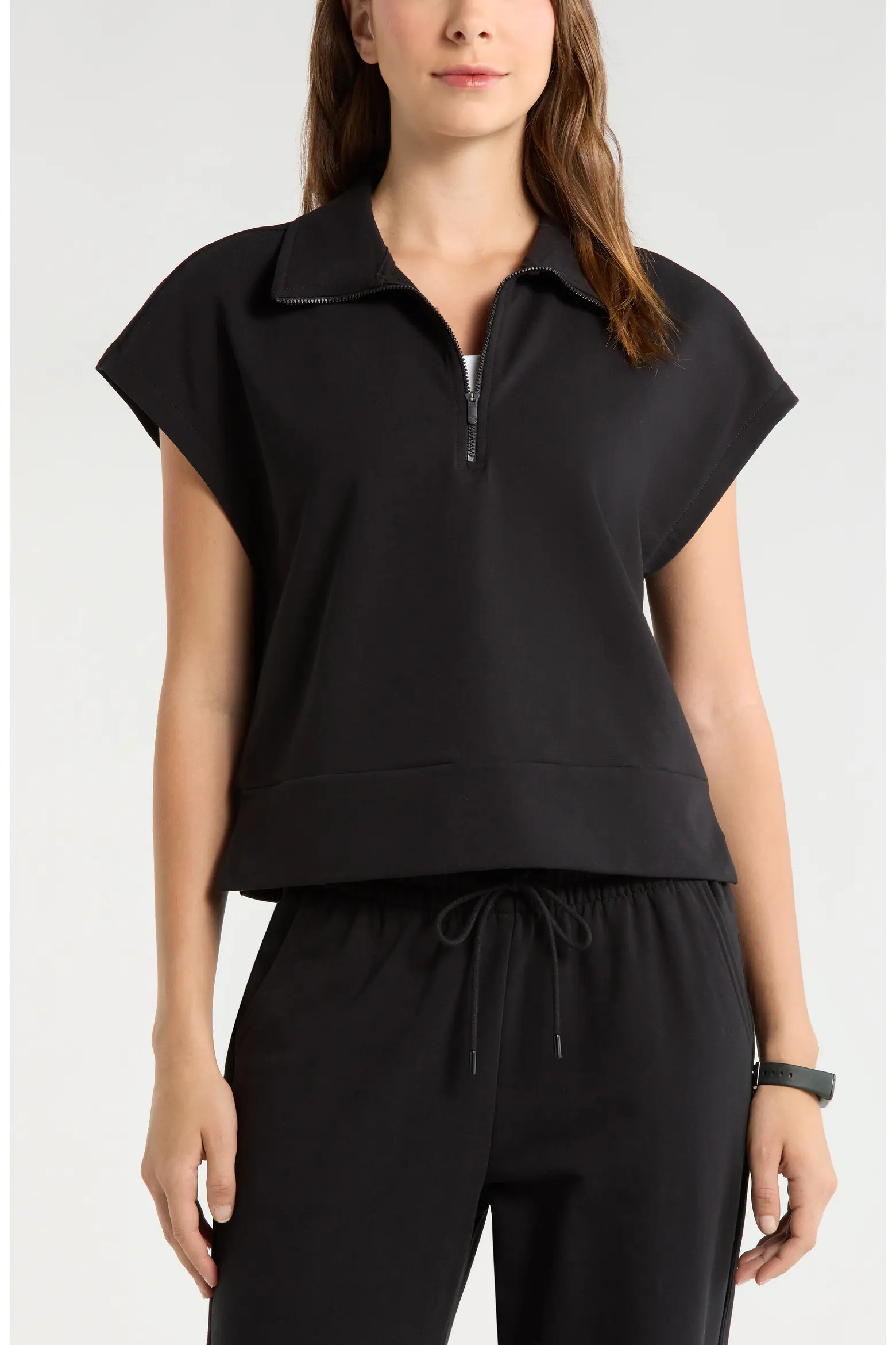 Tempo Terry Half Zip Short Sleeve Sweatshirt (Women) | Nordstrom | Nordstrom