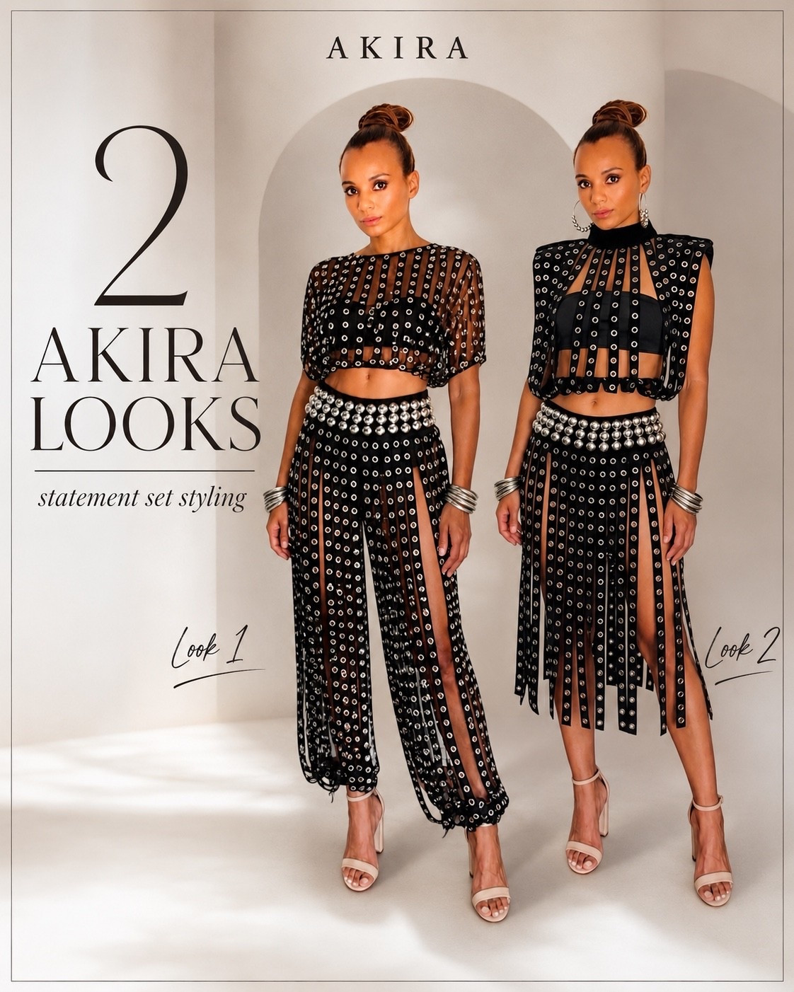 Two statement looks, one bold AKIRA moment 🖤✨ The grommet detailing, sheer layers, and silver accents make these pieces such showstoppers. Style them your way for date night, girls’ night, concerts, or any occasion that calls for a little drama.

#AKIRA #AKIRAStyle #StatementStyle #EdgyFashion #GoingOutLook #FashionInspo #LTKStyle #ShopMyLook

#LTKootd