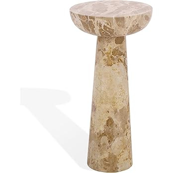 SAFAVIEH Couture Collection – Glendale Beige Round Marble Accent Table, Stone Pedestal Side Tab... | Amazon (US)