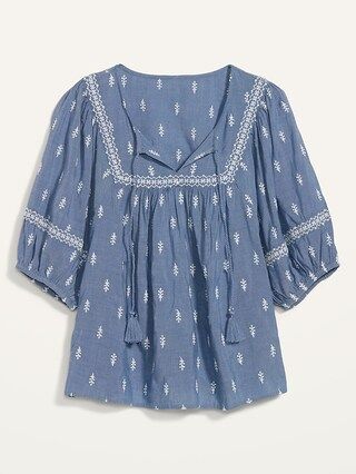 Puff-Sleeved Embroidered Poet Swing Blouse for Women | Old Navy (US)