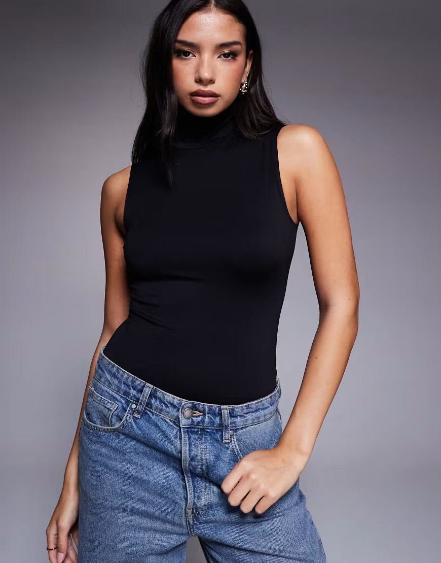 Good American weightless mock neck bodysuit in black | ASOS (Global)