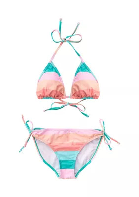 Snapper Rock Girls 7-16 Sunset Stripe Triangle Bikini, 8 | Belk