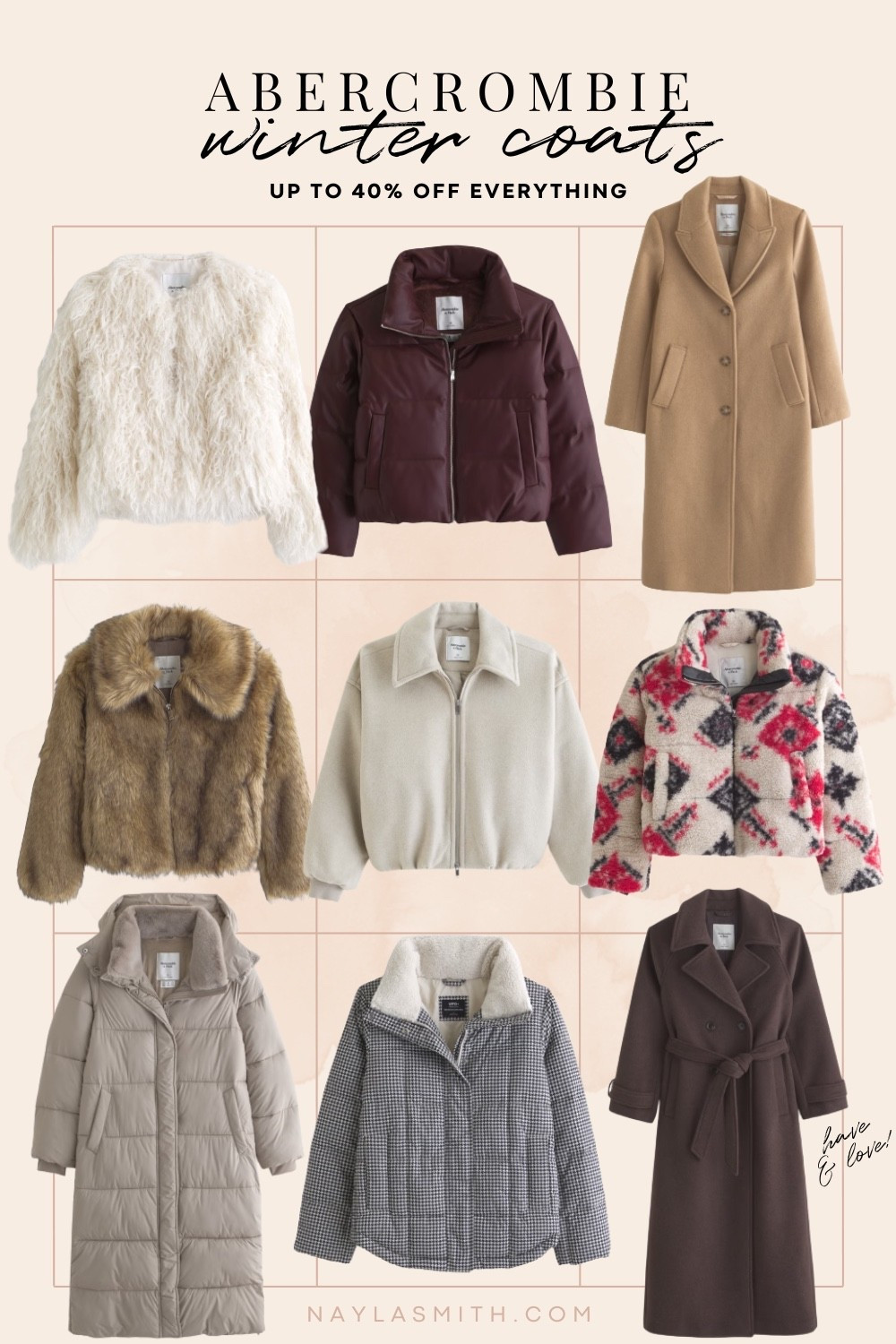 Abercrombie winter coats on sale, including my chocolate brown wool trench coat I’ve been wearing on repeat!
Wool coats, puffer jacket, classic camel coat, faux fur jackets, patterned sherpa jacket, long puffer coat. Winter fashion, gift ideas for her


#LTKsale #LTKwinter