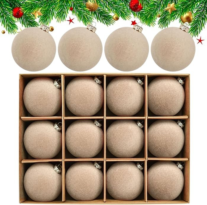12pc Christmas Tree Hanging Ball Decoration Velvet Christmas Balls Ornaments Decorative Flocked 2... | Amazon (US)