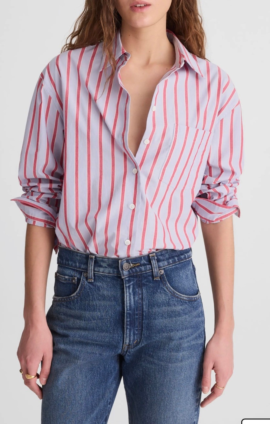 Stripe button down 
Jeans #LTKFindsUnder100

#LTKSeasonal