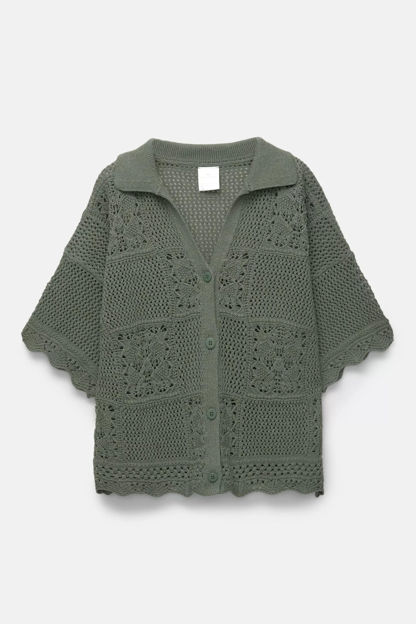 Scalloped crochet short sleeve shirt | PULL and BEAR UK