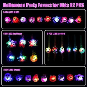 Halloween Party Favors Kids Toys - 82 PCS Halloween Glow In The Dark Party Supplies, 50 Rings + 2... | Amazon (US)