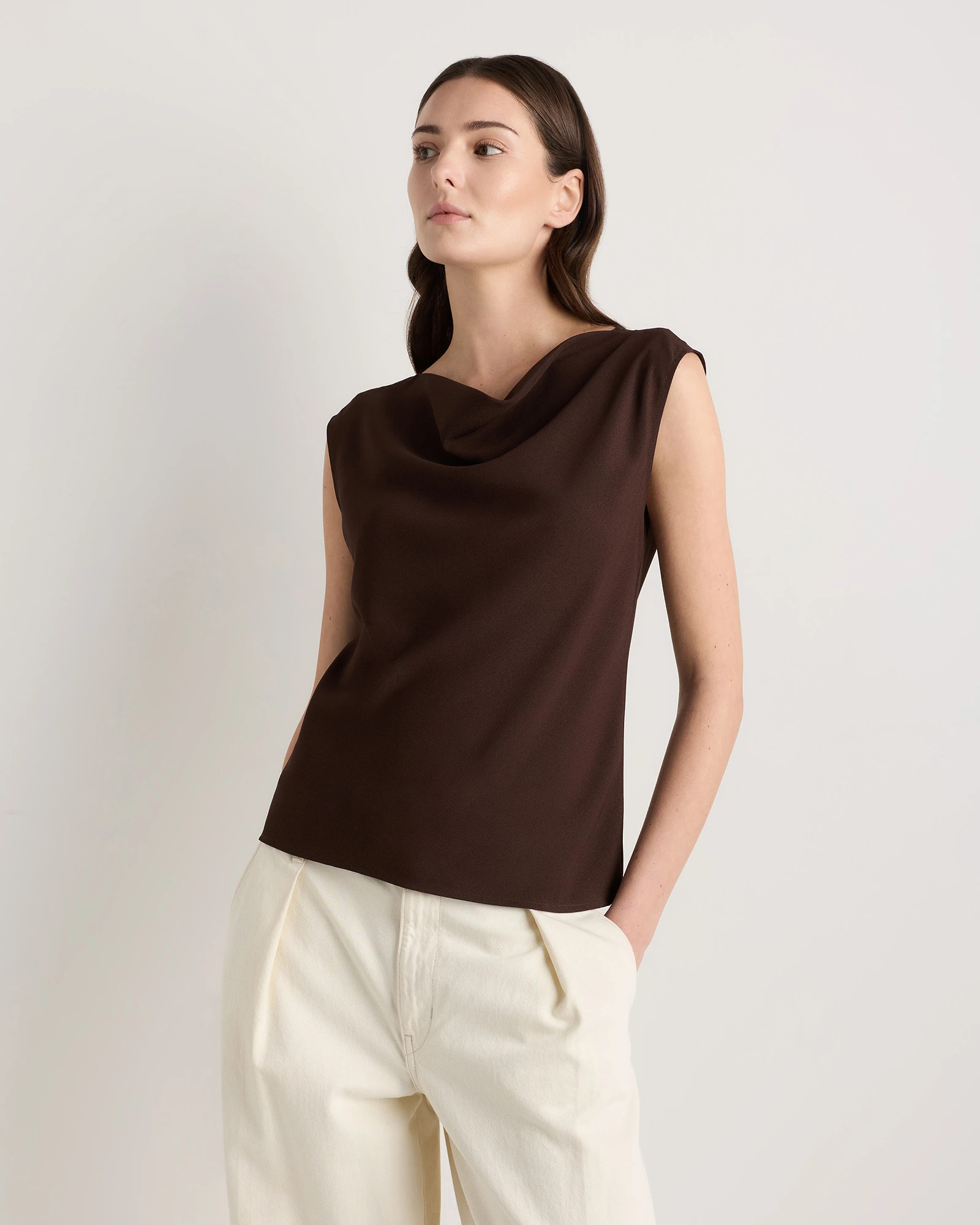 Draped Matte Cowl Neck Tank | Quince