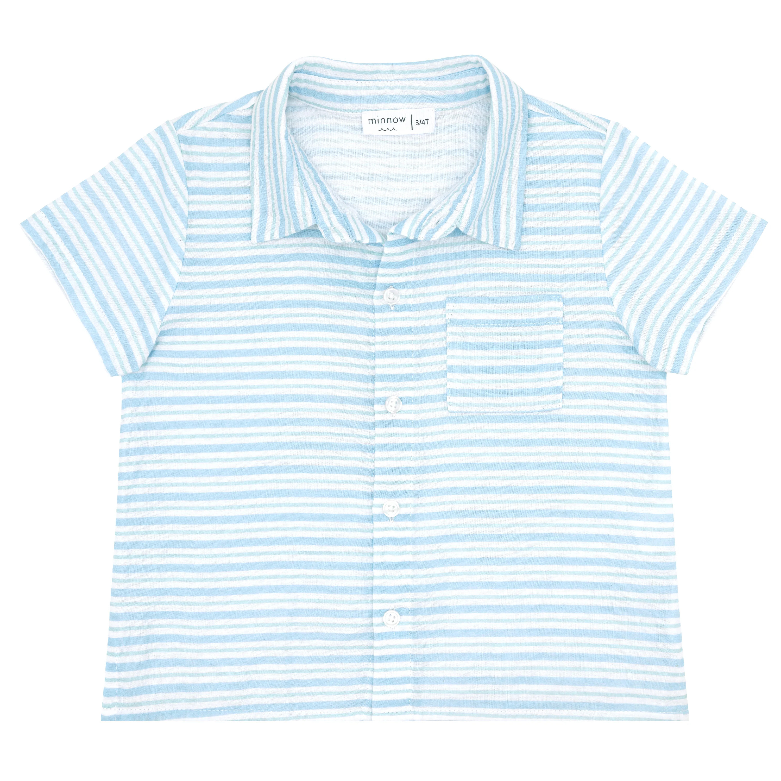 boys peri blue stripe button down shirt | minnow