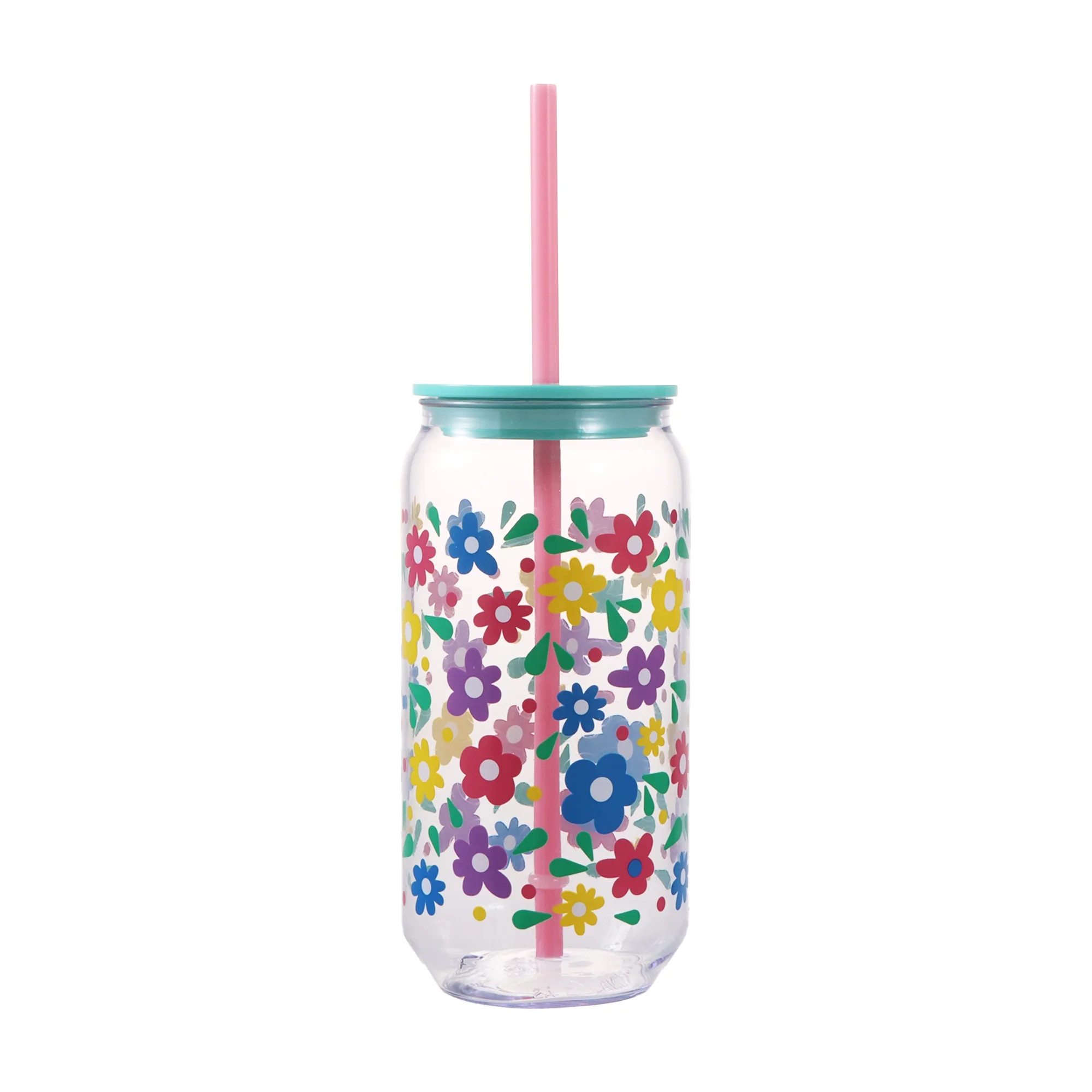 Flower Tumbler with Lid and Straw, Multicolor, Easter by Way To Celebrate | Walmart (US)
