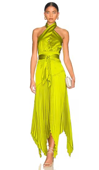 AMUR Dixon Halter Dress in Yellow. - size 10 (also in 0, 00, 2, 4, 6) | Revolve Clothing (Global)