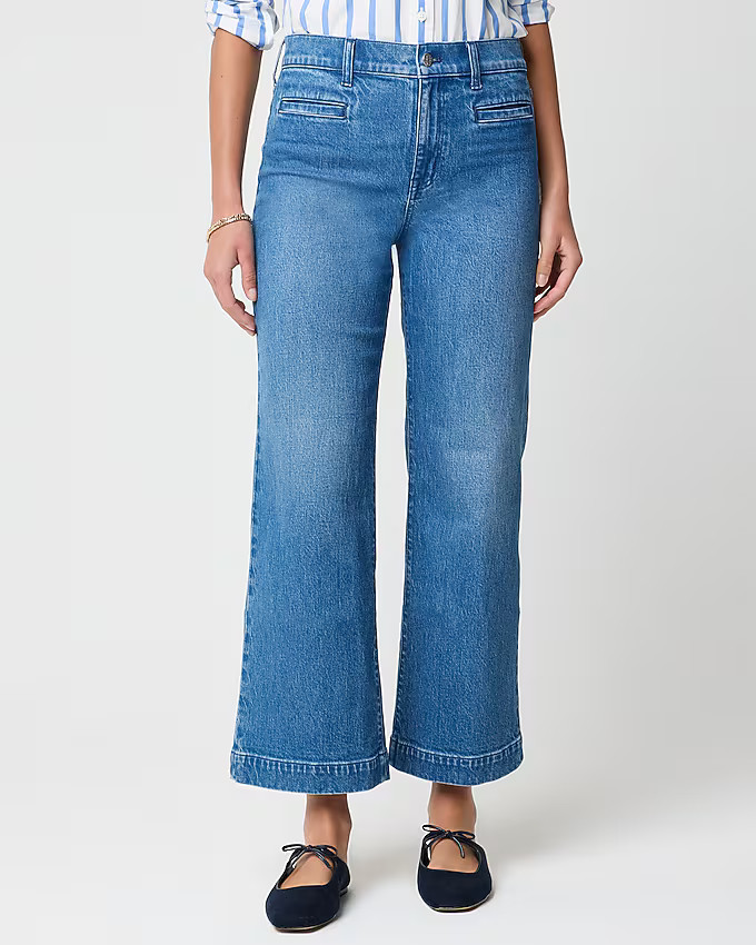 Wide-leg crop jean with welt pockets in all-day stretch | J.Crew Factory