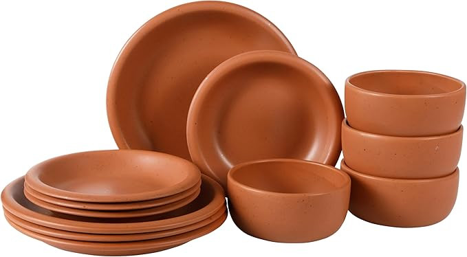 Bloomhouse - Two Time Oprah's Favorite Things Winner - Corsica Clay 12-Piece Stoneware Rustic Rea... | Amazon (US)