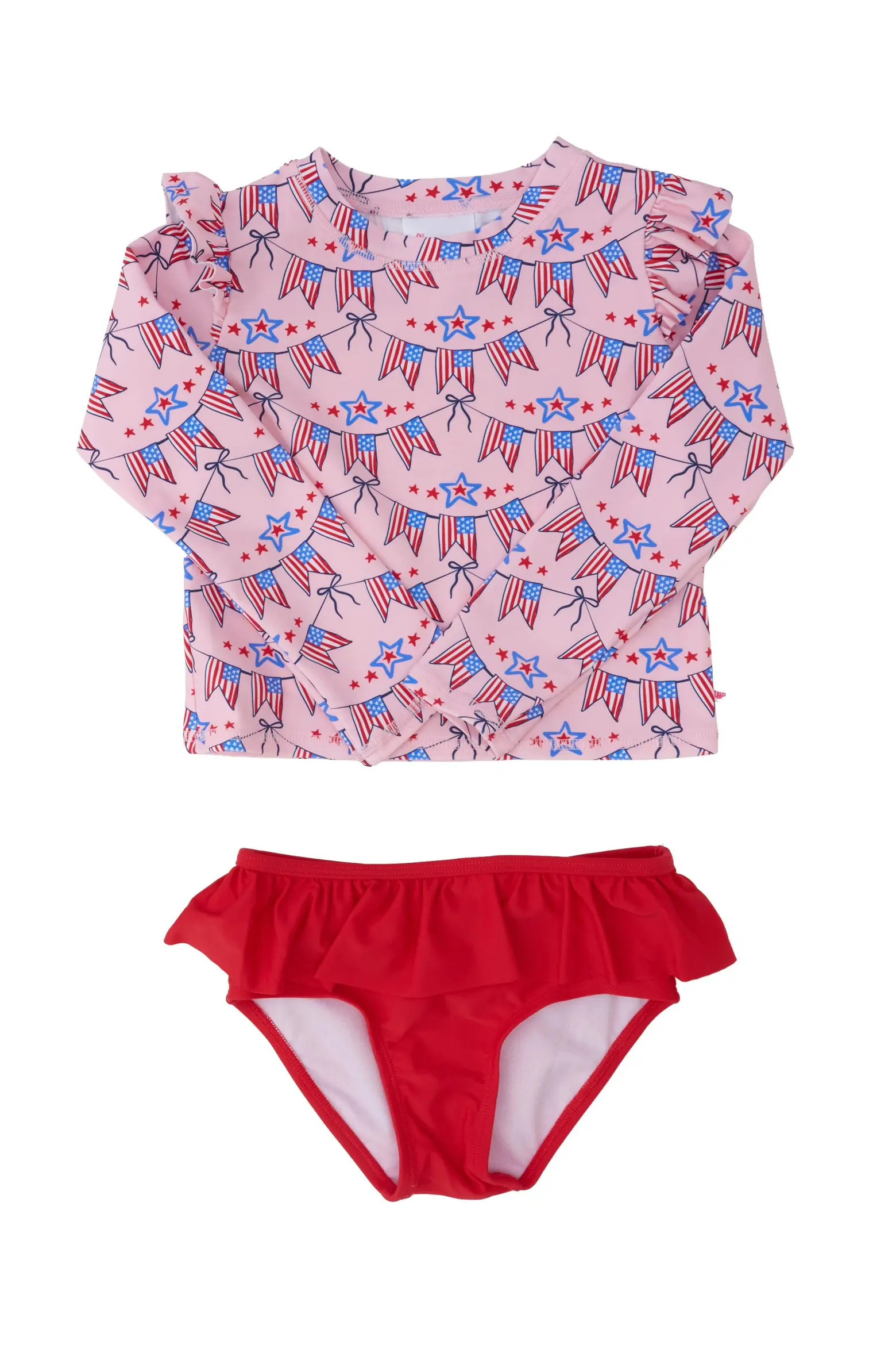 UPF50 Sun Protected Skirted Flutter Long Sleeve Rash Guard Bikini (Women) | Nordstrom | Nordstrom