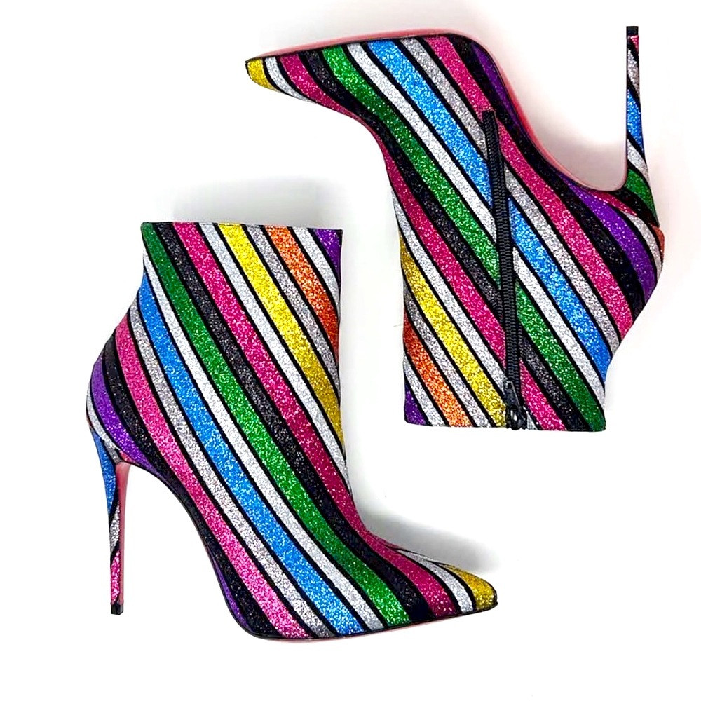 Christian Louboutin So Kate Glitter Multicolor Striped Heeled Boots | Poshmark
