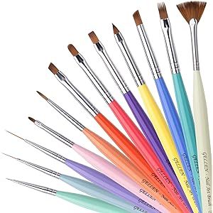 Gellen Nail Art Brushes set - 12Pcs Nail Art Design Pen Painting Tools with Nail Extension Gel Brush | Amazon (US)