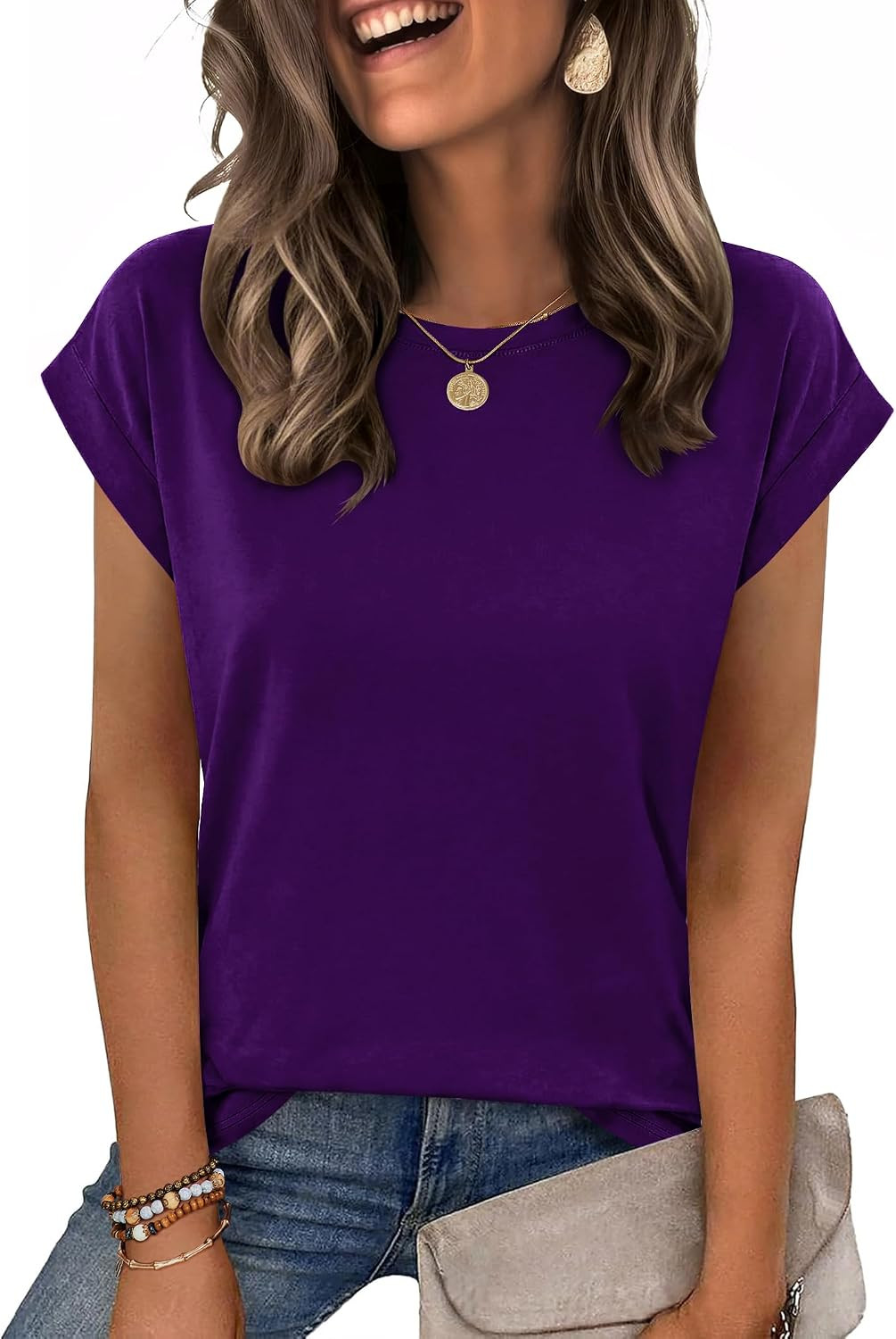 Zeagoo Womens Tops Summer Casual Cap Sleeve Tshirts Shirts Business Blouses | Amazon (US)