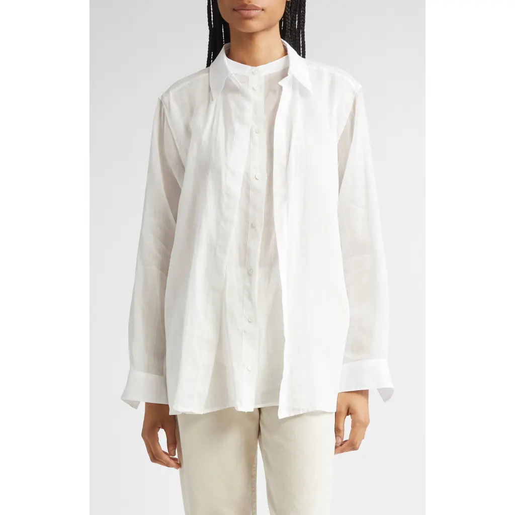 TOTEME Double Collar Button-Up Shirt in White at Nordstrom, Size 6 Us | Nordstrom