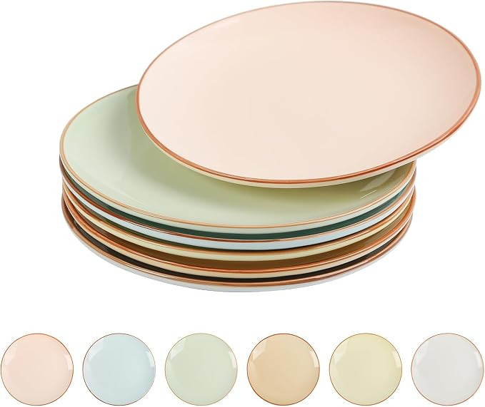 Dessert Plate Ceramic Set of 6, Colorful 8 Inch Salad Plates for Appetizer Lunch, Fiesta Cute Kid... | Amazon (US)