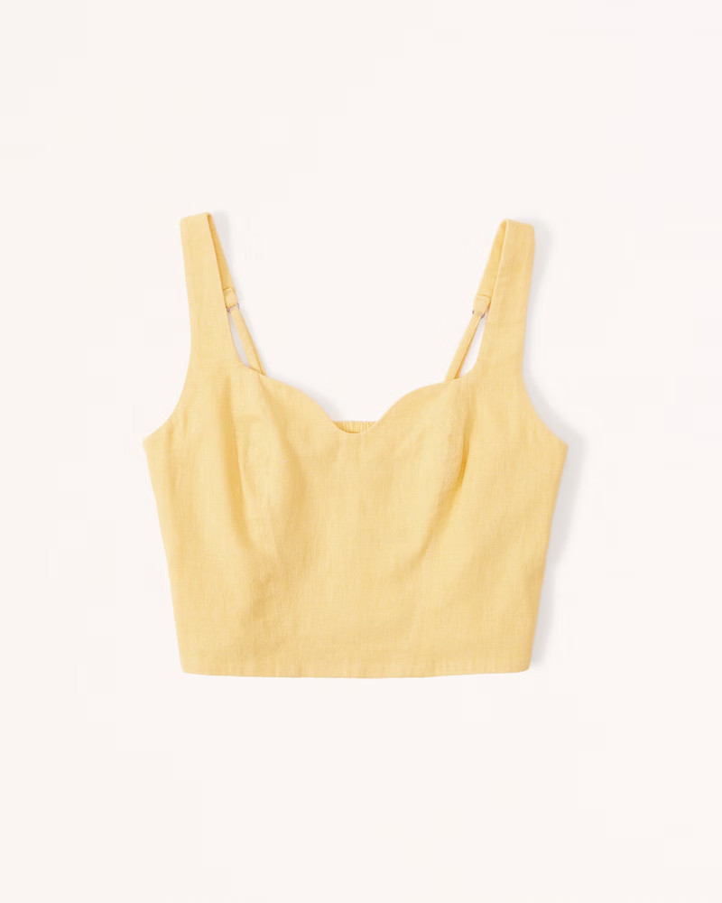 Linen-Blend Notch-Neck Set Top | Abercrombie & Fitch (US)