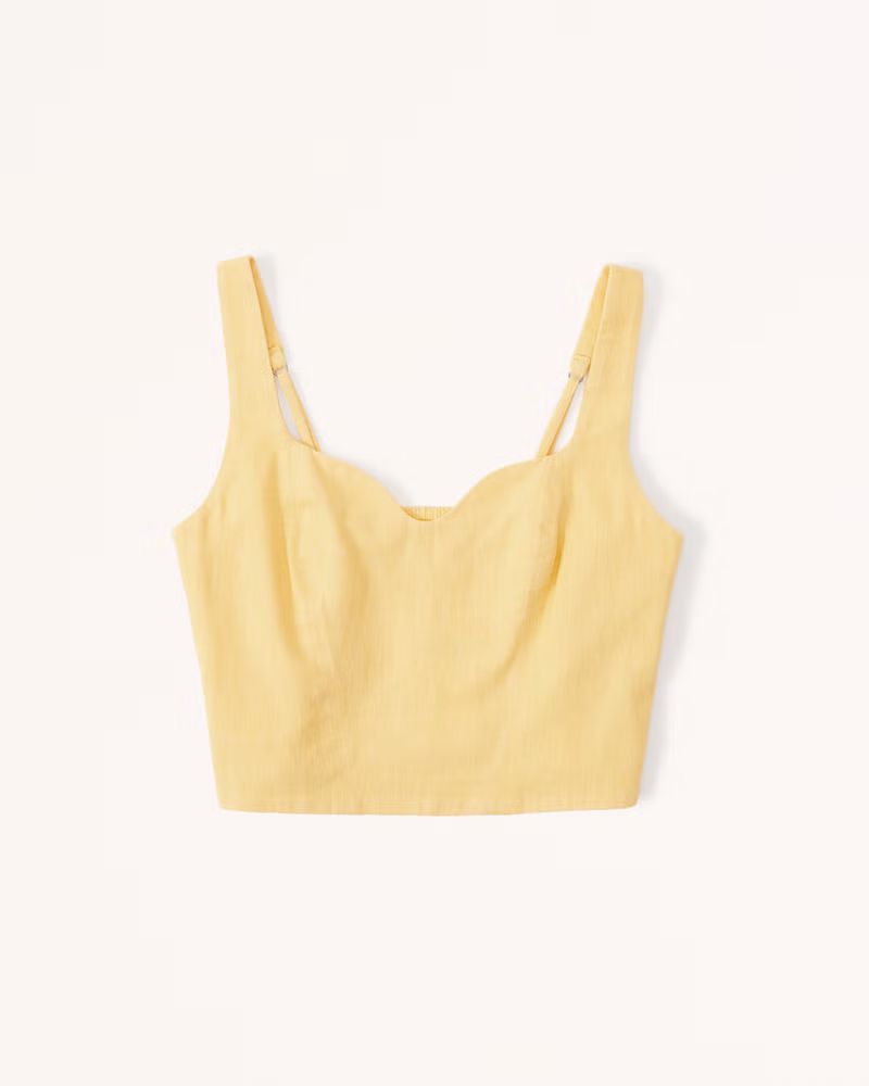 Linen-Blend Notch-Neck Set Top | Abercrombie & Fitch (US)