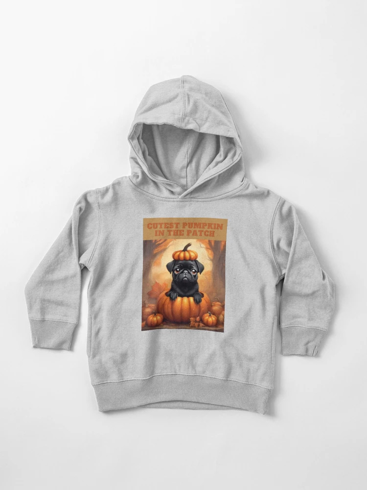 Black Fall Pug - Cutest Pumpkin in the Patch Toddler Pullover Hoodie | Redbubble (US)