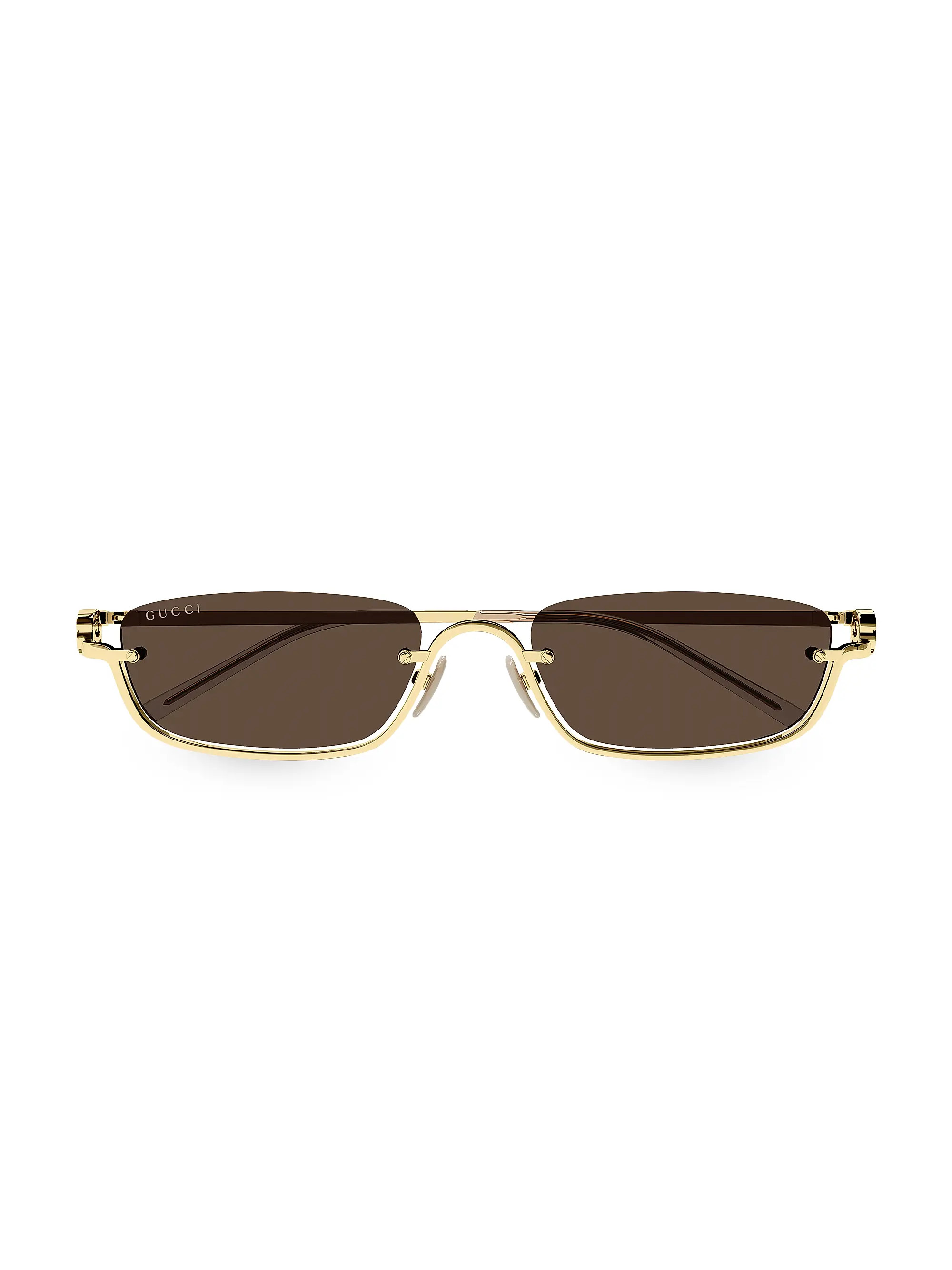 GG Upside Down 55MM Rectangular Metal Sunglasses | Saks Fifth Avenue