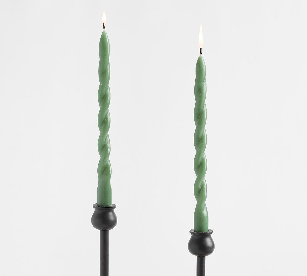 Spiral Taper Candle: Fern Green : Set Of 6 | Pottery Barn (US)