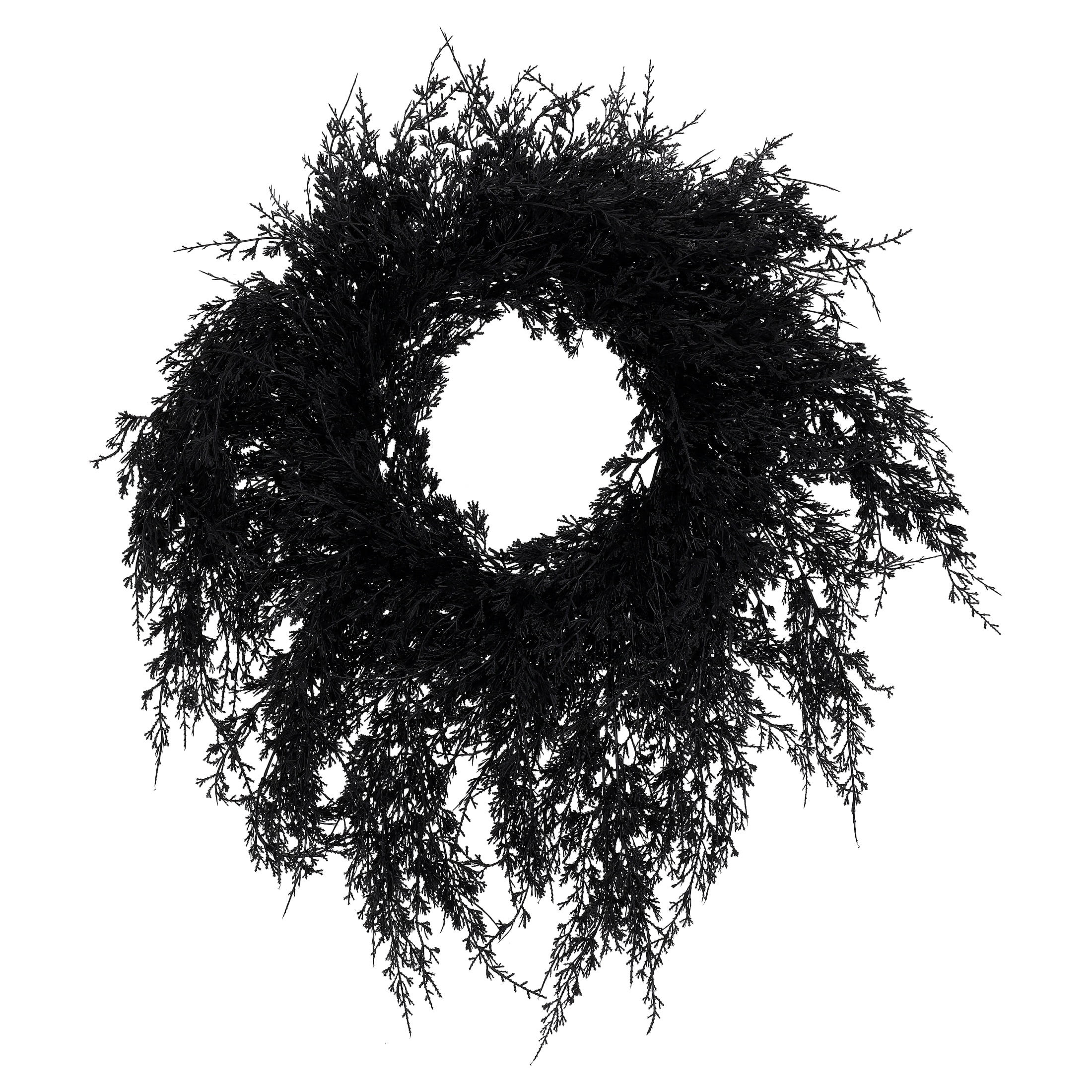My Texas House Drapey Faux Cedar Wreath, Black, 24" | Walmart (US)
