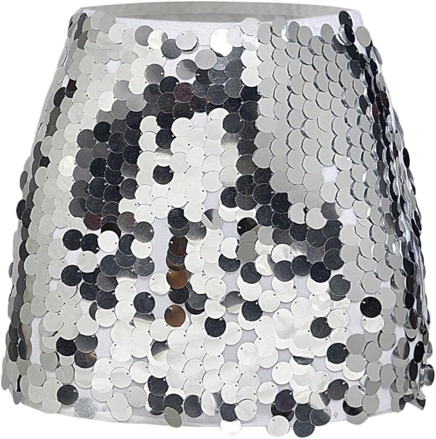 MakeMeChic Women's Glitter Sequin Mini Skirt Bodycon Zip Back Short Party Skirts | Amazon (US)