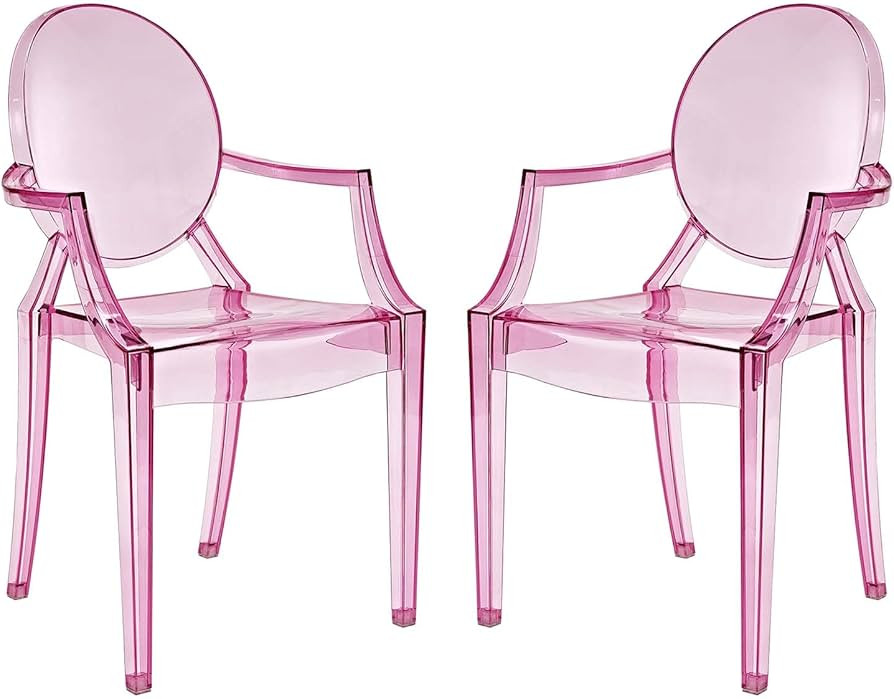 Modway Casper Modern Acrylic Stacking, Two Dining Armchairs, Pink | Amazon (US)