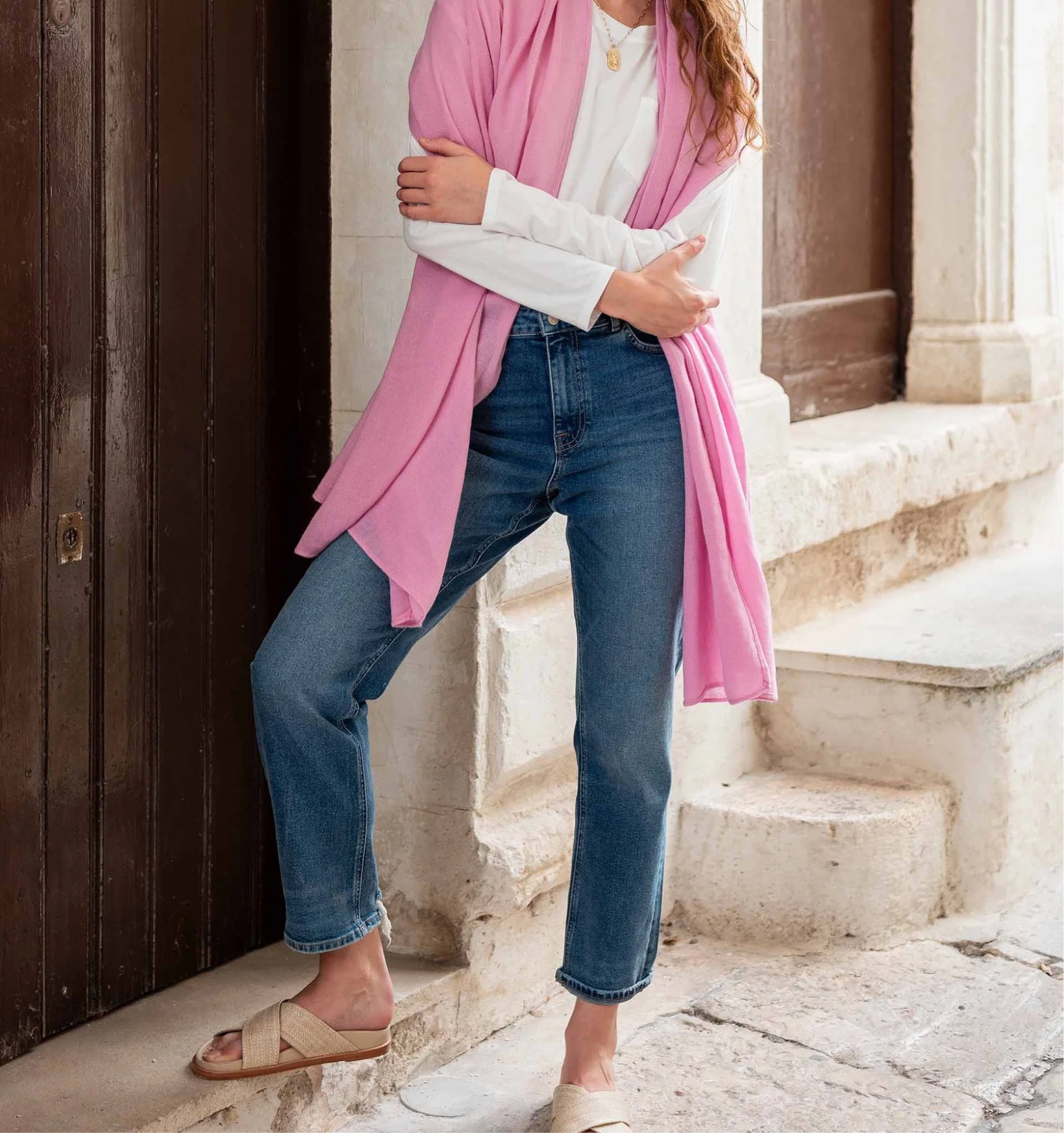 A perfect lightweight soft travel companion! Made with the softest yarn. This scarf easily clips to your luggage or backpack. Wear on your travels as a scarf or a shawl. Use code NINA20 to save at checkout! 🩷

#LTKtravel #LTKSeasonal