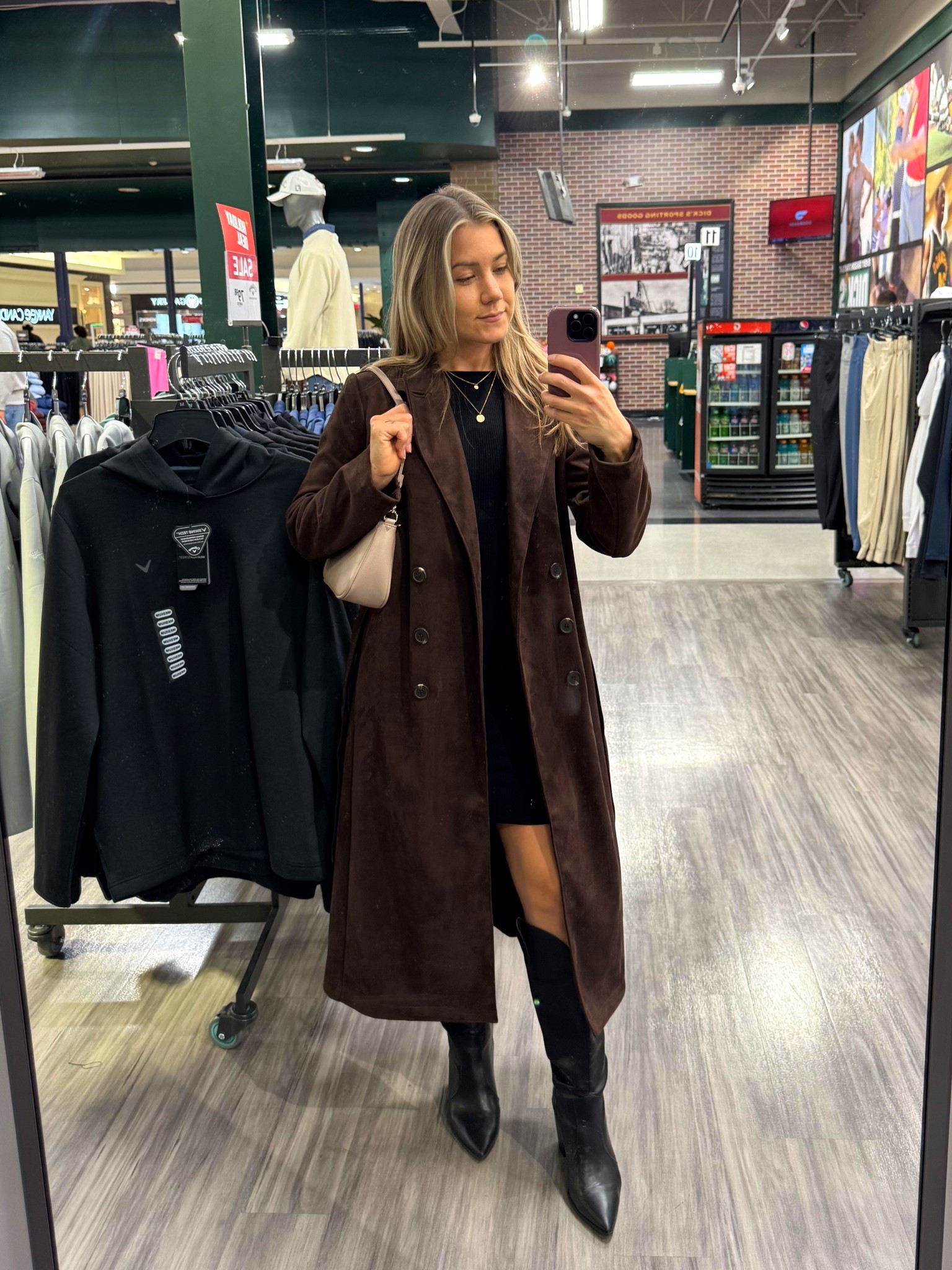 OOTN ✨

Coat: XS (from Marshall’s)
Dress: XS
Boots: 8 (from ASOS)
Bag: from France pavilion in Epcot, FL

Outfit of the night, lbd, little black dress, boatneck dress, ribbed dress, shoulder bag, purse, tan, brown suede longline jacket, black leather boots, western style boots, date night fit, petite fashion, dressy 

#LTKFindsUnder100 #LTKPetite #LTKSaleAlert