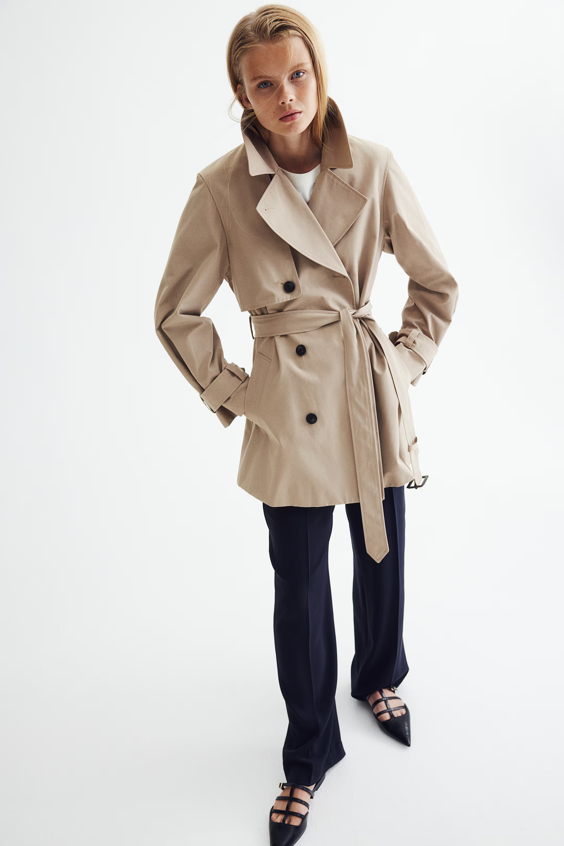 Short Trench Coat - Beige - Ladies | H&M US | H&M (US + CA)