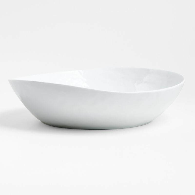 Mercer White Ceramic Low Serving Bowl + Reviews | Crate & Barrel | Crate & Barrel