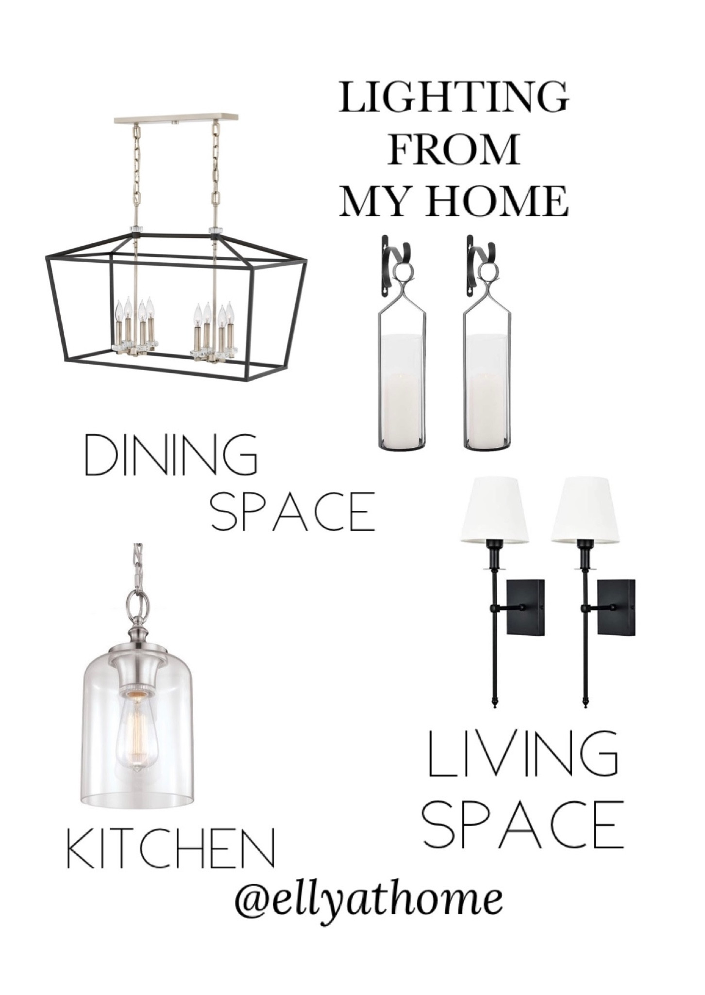 Lighting from my home. Elegant black lantern lighting with glass and nickel finish and black and glass sconce set from my dining room, glass hanging pendant from my kitchen with nickel finish chain, black metal sconce set great price from my living room, family room. Walmart, Amazon home, Kirkland’s home. Free shipping! 

#LTKsalealert #LTKhome #LTKunder50
