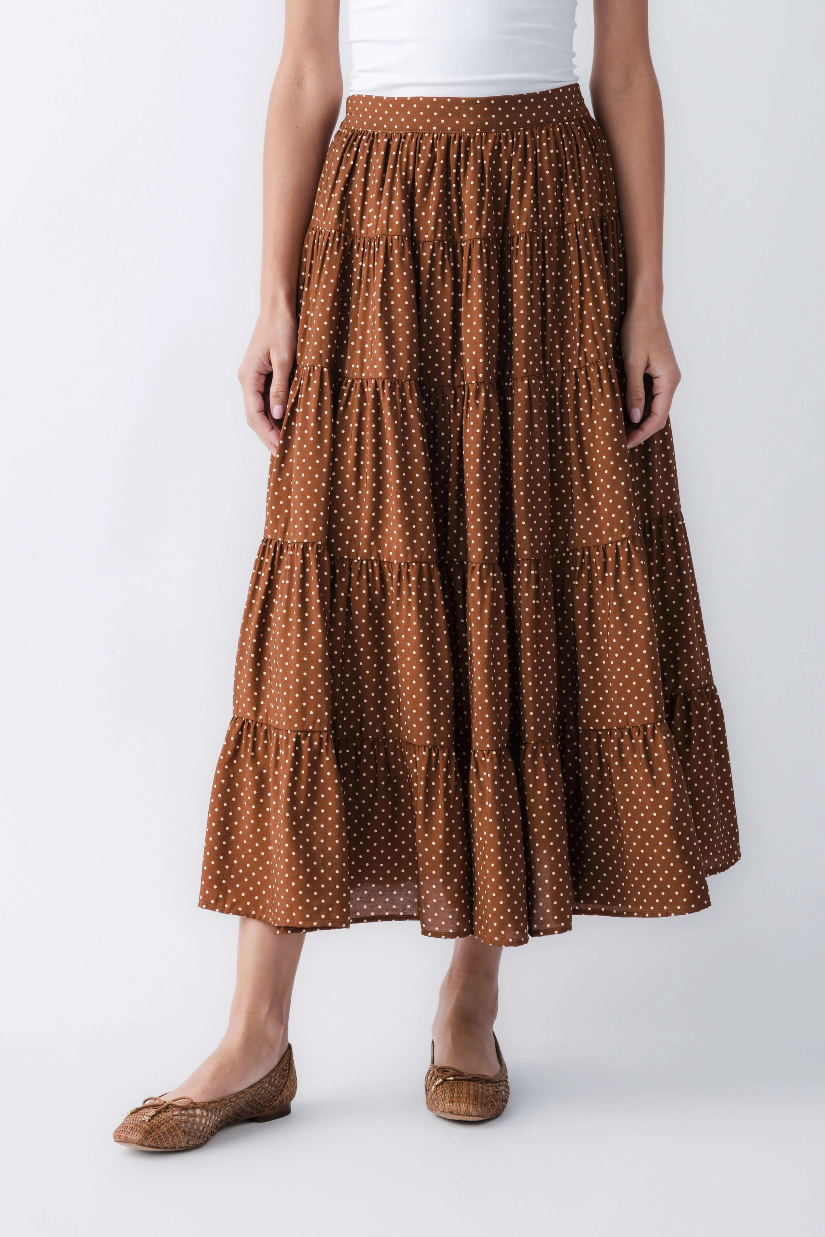 Dress Forum Polka Dot Tiered Maxi Skirt | Social Threads