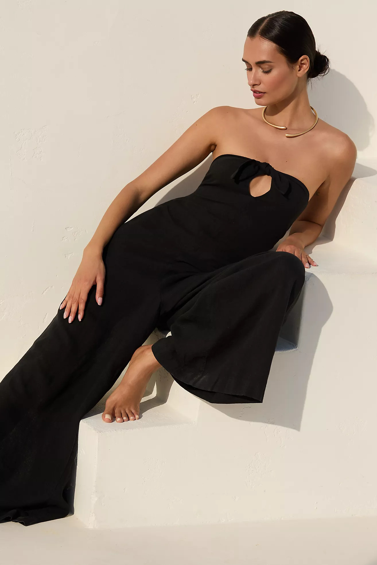 Celandine Linen Blend Strapless Jumpsuit | Anthropologie (US)