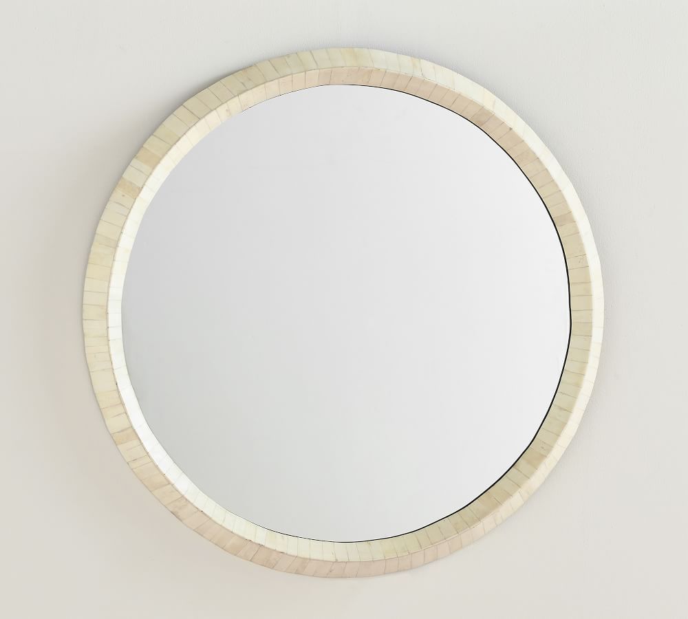 Nadia Bone Mirror, Ivory. 30&amp;quot; Round | Pottery Barn (US)