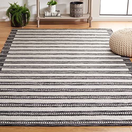 Safavieh Kilim Collection 5' x 8' Black/Ivory KLM441Z Handmade Boho Stripe Living Room Dining Bed... | Amazon (US)