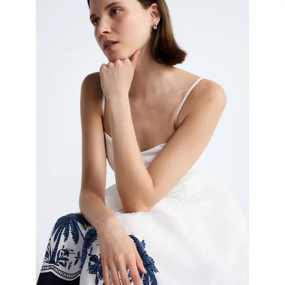 Free Assembly Women's and Women's Plus Sleeveless Ruched Cotton Midi Dress, Sizes XS-4X | Walmart (US)
