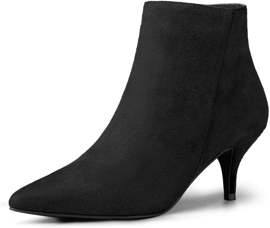 Allegra K Women's Pointed Toe Zip Stiletto Kitten Heel Ankle Booties | Amazon (US)